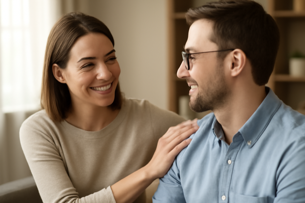 Άτομο σε ήρεμο χώρο εκφράζει ευγνωμοσύνη, παρουσιάζοντας οδηγό για ειλικρινή εκτίμηση χωρίς υπερβολές.