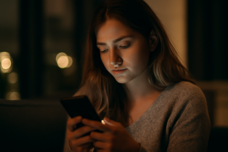 Γυναίκα/άνθρωπος κρατά smartphone με εικονίδια dating apps, συμβουλές για απαντήσεις και τόνους.