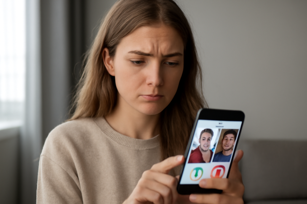 Άνθρωποι συνομιλούν σε εφαρμογή γνωριμιών, με εικονίδια chat και Dos & Don'ts για το πρώτο μήνυμα.