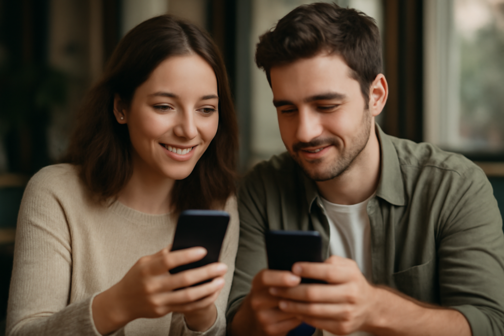 Άτομα ανταλλάζουν διαδικτυακά μηνύματα και συναντιούνται πρόσωπο με πρόσωπο, συνδυάζοντας online φλερτ με πραγματικό φλερτ.