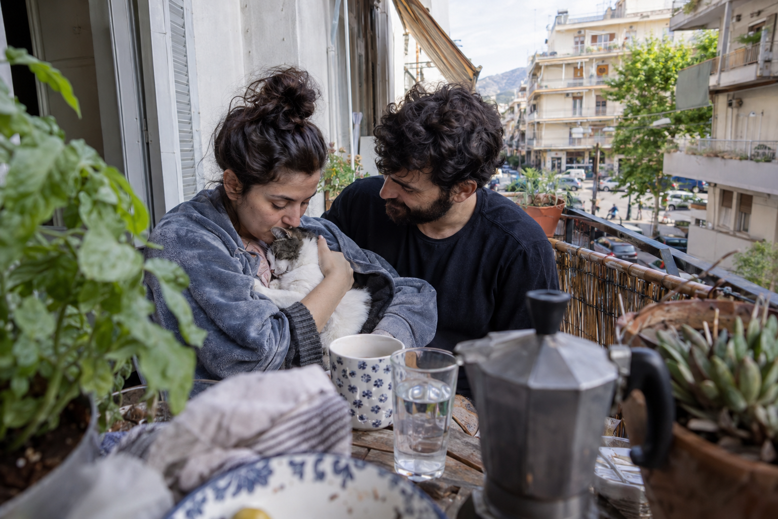 Ζευγάρι αγκαλιάζεται σε ήσυχο χώρο, με καρδιά και σύμβολο Καρκίνου, μαρτυρώντας φροντίδα και ασφάλεια στη σχέση.