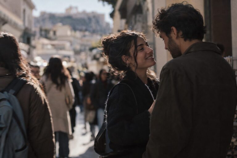 Δύο άνθρωποι σε έντονη συζήτηση βλέπουν ο ένας τον άλλον, συμβολικά για ρυθμό, όρια και ισορροπία.