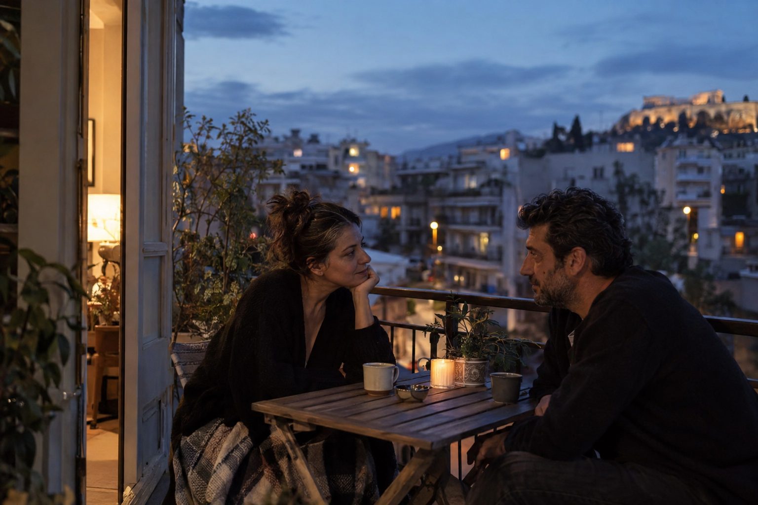 Δύο άνθρωποι ανταλλάσσουν βλέμματα, μπροστά τους σημειώσεις με όρια και πρακτικά βήματα για δεύτερη ευκαιρία στη σχέση.