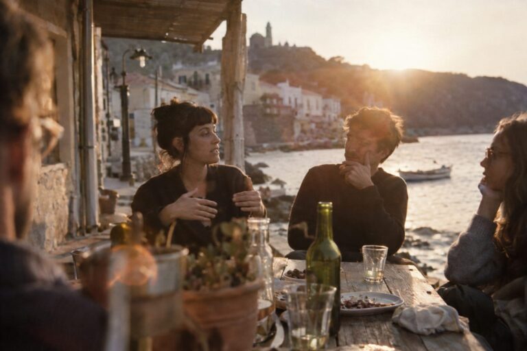 Άνθρωπος μιλά σε μικρόφωνο μπροστά σε οθόνη με διαφάνειες, συνδέοντας τη δουλειά με το θέμα του άρθρου.