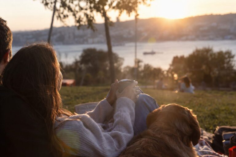 Άτομο σε άνετο σαλόνι, ταύρος δίπλα σε εικονίδια σπιτιού και χρημάτων, που συμβολίζουν σιγουριά σε σχέσεις.