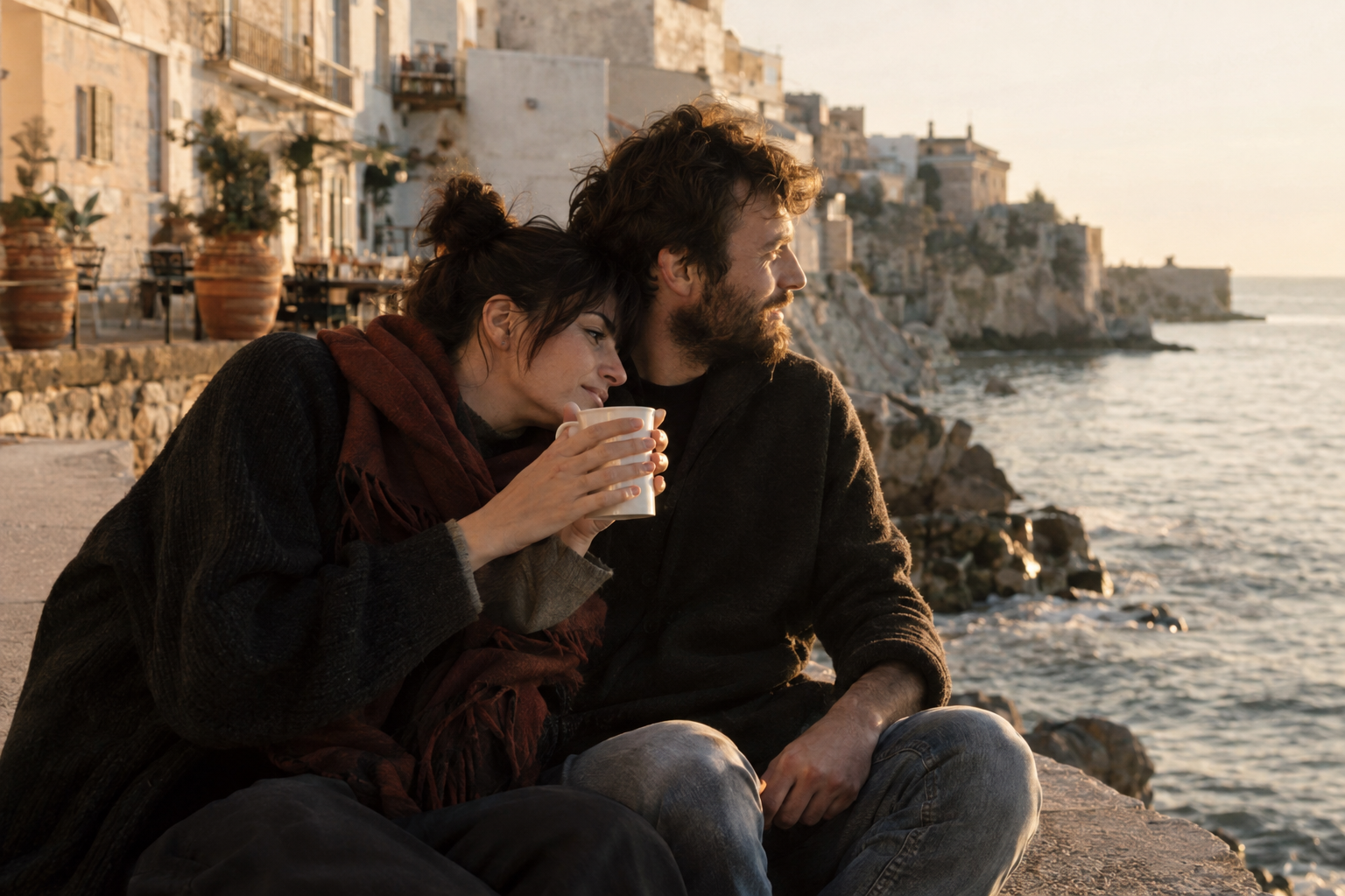 Ζευγάρι αγκαλιάζεται σε ζεστό φωτισμό, εμφανίζοντας φροντίδα και επιθυμία ασφάλειας στη σχέση.