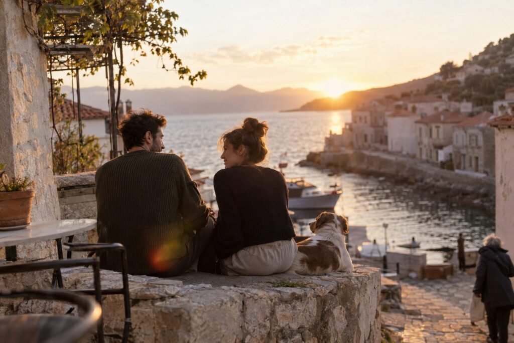 Κριός και Καρκίνος ως ζωδιακά σύμβολα μπροστά σε ήρεμο φόντο, υποδηλώνουν αρμονική σχέση και συμβατότητα.