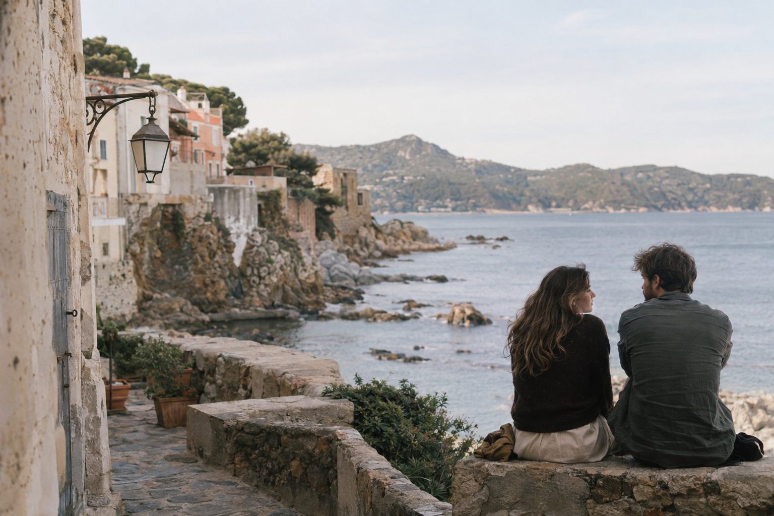 Άνθρωποι αγκαλιά, με ζωδιακά σύμβολα Καρκίνου και Υδροχόου στο παρασκήνιο, υπογραμμίζοντας ισορροπημένη σχέση.